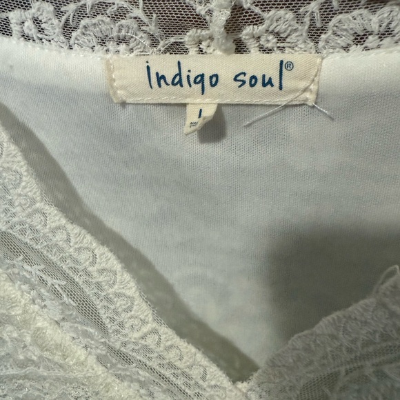 Indigo Soul White Lace Boho Tunic Top – Size Large - Picture 3 of 5